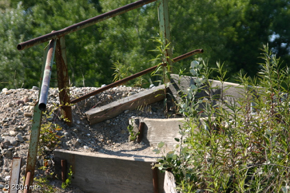 Gest�rte Stelle mit Anfangsvegetation,
            Beispiel Kiesgrube Dettenheim, Deutschland