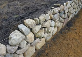Einzeilige
                              Trockenmauer als Terrassenmauer, die Mauer
                              ist "sehr d�nn", hier k�nnen
                              sich kaum Tiere einnisten, aber Reptilien
                              und Igel k�nnen sich eingraben