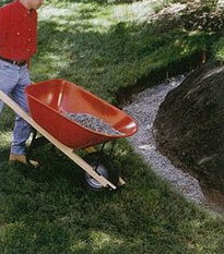 Das Fundament einer
                    Trockenmauer wird mit Kies aufgesch�ttet