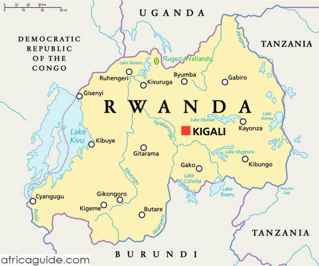 Karte von Ruanda mit den Rugezi Wetlands und
Kigali Karte von Ruanda mit den Rugezi
Wetlands und Kigali
