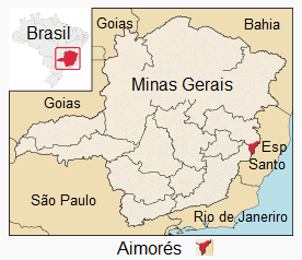 Karte von Minas Gerais mit Aimorés Karte von Minas Gerais mit Aimorés
