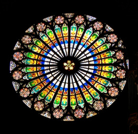 Rosette mit Rosenblume im Zentrum als
                              Zeichen der Liebe, Strassburg, M�nster