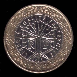 Franz�sische 1-Euro-M�nze mit Lebensbaum