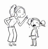 Mutter schimpft, Tochter weint