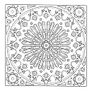 Mandala: Rosette im erdigen Viereck
                              in der Kathedrale von Clermont-Ferrand