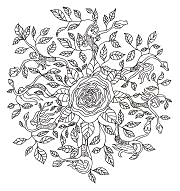 Rosenmandala mit jungen Elfen