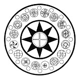 Lemurisches Mandala mit dem Mutterland
                            Mu und mit Kreuzsymbolen