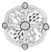 Mandala der Aborigines: Echsen, Insekten
                          mit Erdenergien