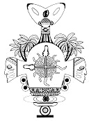 Mandala der Ashanti in Afrika: doppeltes
                          Krokodil, Gotteszeichen