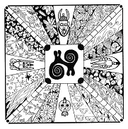 Mandala aus Afrika: Symbol der
                          Vereinigung, Masken der vier Elemente