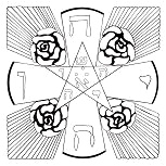 J�disches Mandala: Rosenkreuz, F�nfstern
                          und Jahwe in Hebr�isch