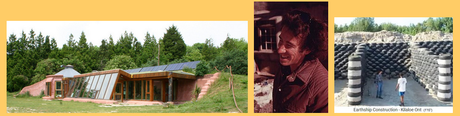 Erdschiff in Brighton - Pionier-Architekt
                      Michael Reynolds - Reifen-Erdw�nde im Rohbau,
                      Sicht auf ein Zimmer (in Form einer Koje)