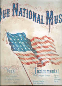 National Music mit der Flagge der
                      "USA", Plakat. Die
                      "klassische", nationale Musik soll die
                      Eroberungsbereitschaft st�rken.