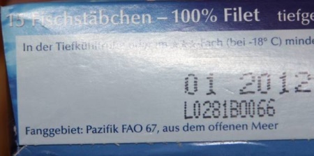 Radioaktive Fischst�bchen
                  aus dem Pazifik aus dem Fischganggebiet 67