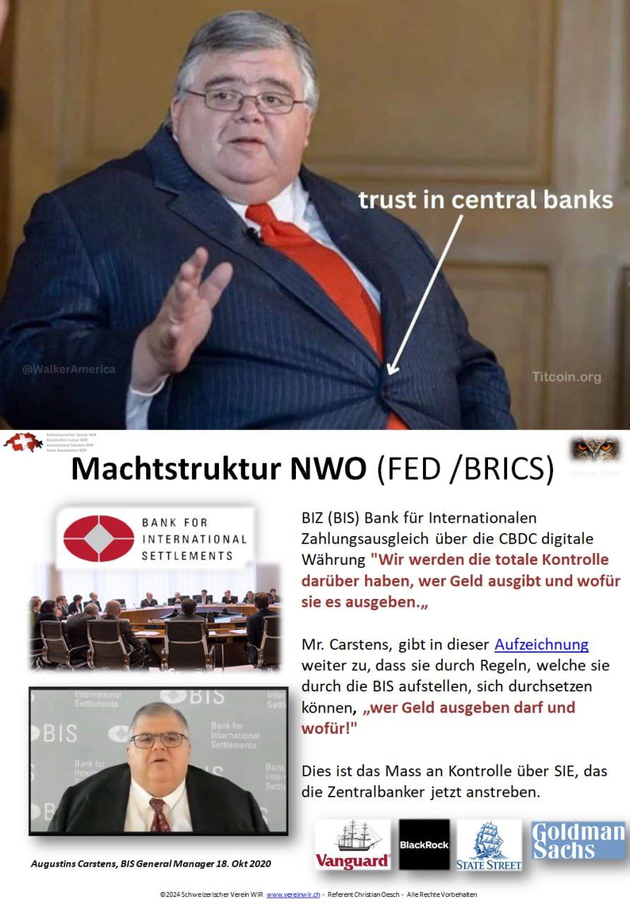 Der Fascho-Reset von der BIZ in Basel
am 23.3.2024: Sie basteln an einem System,
das bestimmt, wer wofür Geld ausgeben darf
Gruss von der Tonne Augustine Carstens Der Fascho-Reset von der BIZ in Basel
am 23.3.2024: Sie basteln an einem System,
das bestimmt, wer wofür Geld ausgeben darf
Gruss von der Tonne Augustine Carstens