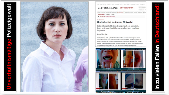 Polizeigewalt in Düseldorf, NRW,
Deutschland, Opfer Hannelore Kraft aus Hamm, 22.
April 2009 Polizeigewalt in
Düseldorf, NRW, Deutschland, Opfer Hannelore
Kraft aus Hamm, 22. April 2009