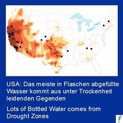 Karte der Abfüllorte von
Nestlé in den "USA": Meistens sind es
trockene Regionen Karte der Abfüllorte von
Nestlé in den "USA": Meistens sind es
trockene Regionen