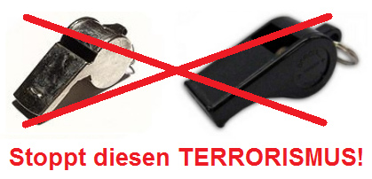 Stopp den
Trillerpfeifenterror - Schluss mit den
militaristischen Trillerpreifen Stopp den
Trillerpfeifenterror - Schluss mit den
militaristischen Trillerpreifen