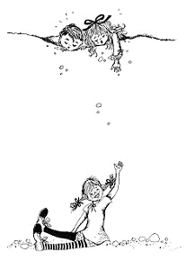 Pippi Langstrumpf will am Abhang fliegen und
                      landet auf dem Boden