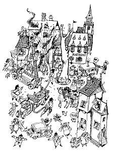 Im St�dtchen brennt ein Haus