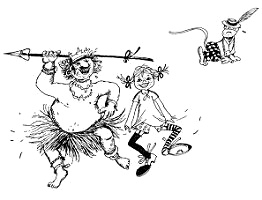 Pippi Langstrumpf und Vater Efraim
                      Langstrumpf sitzend, Herr Nilsson an der Seite