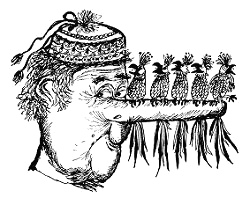 Pippi Langstrumpf erfindet eine
                      L�gengeschichte, ihr Grossvater sei so gross, dass
                      f�nf Papageien auf seiner Nase sitzen k�nnten.