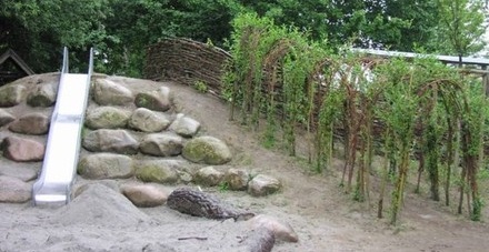 Slide on a slope with
                            stone steps in Hohberg near Offenburg, South
                            Germany