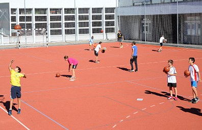 Combi playground in
                              red in Neuheim in the canton of Zug,
                              Switzerland