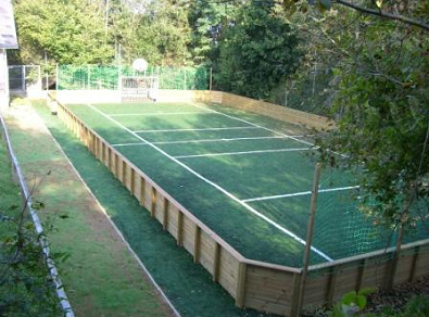 Soccer field (football ground) with
                                side fences for youths in Stiefern in
                                Austria