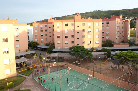 Fenced soccer field in Condomio
                                District in Brasilia, Brazil