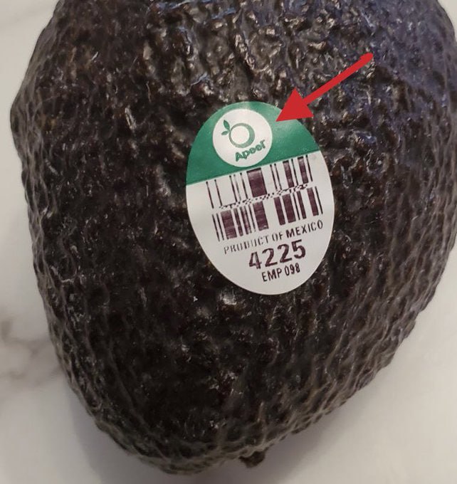 16.6.2023: Giftige Beschichtung von Apeel
auf einer Avocado mit "Label" 16.6.2023: Giftige Beschichtung von Apeel auf
einer Avocado mit "Label"