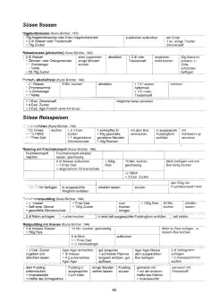 Vegetarisch
Kunz-Bircher: Süsse Sossen und süsse
Reisspeisen Vegetarisch Kunz-Bircher: Süsse Sossen
und süsse Reisspeisen