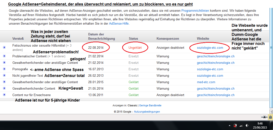 Eine Frage bleibt bei Google AdSense seit
August 2014 ungeklärt Eine Frage bleibt bei
Google AdSense seit August 2014 ungeklärt
