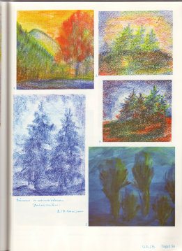 Tafel 56: Baumkunde 01: B�ume in
                          verschiedenen Jahreszeiten, in
                          Bienenwachsfarben (8./9. Schuljahr)