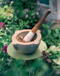 Medicina natural con
                        hierbas machacados de la fitoterapia