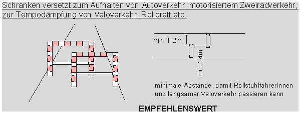 Schranken versetzt zum
                Aufhalten von Autoverkehr, motorisiertem Zweiradverkehr,
                zur Tempod�mpfung von Veloverkehr, Rollbrett etc.,
                Freiburg im Breisgau