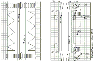 Umbau
einer
Inseltramhaltestelle
zu einer
Haltestelle in
Fussgängerzone
mit
angehobenem
Wartebereich
und
Zweirichtungsveloweg
an einer Seite
hinter dem
Tramhäuschen
hindurch Umbau
einer
Inseltramhaltestelle
zu einer
Haltestelle in
Fussgängerzone
mit
angehobenem
Wartebereich
und
Zweirichtungsveloweg
an einer Seite
hinter dem
Tramhäuschen
hindurch