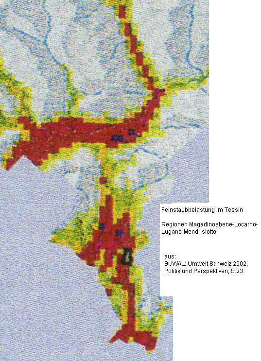 Feinstaubbelastungen Region Tessin
