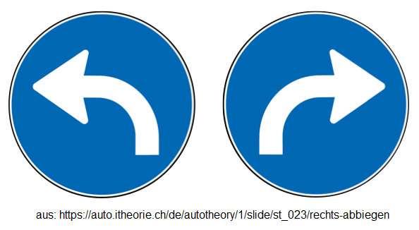 72.
                            Gebotssignal: Abbiegen