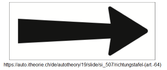 7. Ergänzungssignal: Richtungstafel
(Art. 64) 7. Ergänzungssignal:
Richtungstafel (Art. 64)