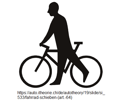 30. Ergänzungssignal Fahrrad / Velo
schieben (Art. 64) 30.
Ergänzungssignal Fahrrad / Velo schieben
(Art. 64)