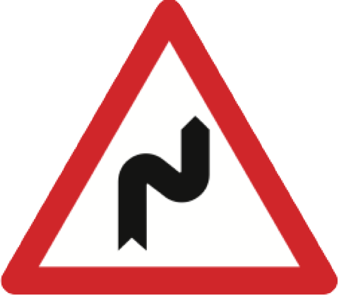 3. Gefahrensignal: Achtung
Doppelkurve nach rechts beginnend (Art.
4) 3. Gefahrensignal: Achtung
Doppelkurve nach rechts beginnend (Art.
4)