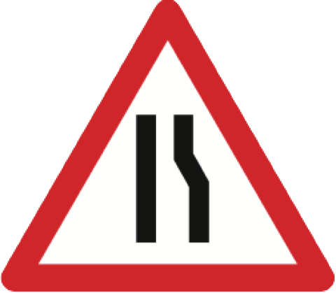 8. Gefahrensignal: Achtung
Verengung rechts (Art. 7) 8.
Gefahrensignal: Achtung Verengung rechts
(Art. 7)