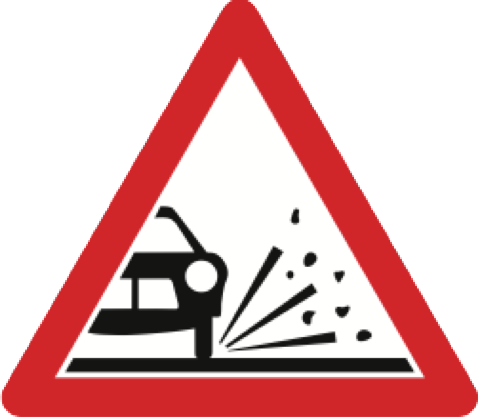 12. Gefahrensignal: Achtung
Rollsplitt (Art. 8) 12.
Gefahrensignal: Achtung Rollsplitt (Art.
8)