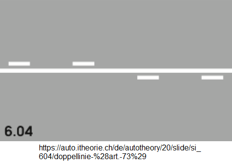 4.
Die Doppellinie (Art.73):
Sicherheitslinie + Leitlinie (Art. 73) 4. Die Doppellinie (Art.73):
Sicherheitslinie + Leitlinie (Art. 73)