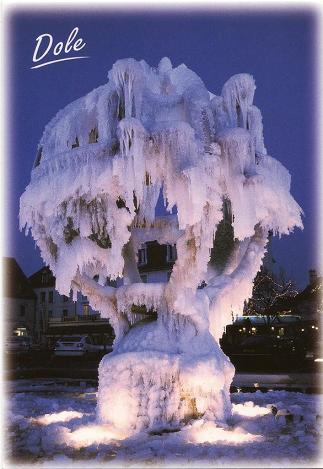 Dole Brunnen im Winter, puit, place Gr�vy