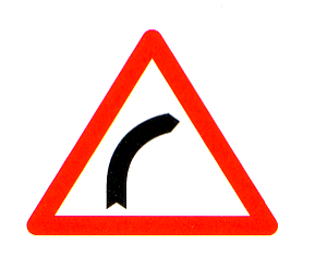 Verkehrszeichen: Gefahrsignal Achtung
                      Rechtskurve