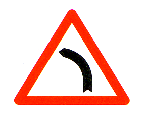 Verkehrszeichen: Gefahrsignal Achtung
                      Linkskurve
