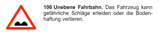 Verkehrszeichen Achtung Unebenheit