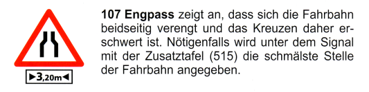 Verkehrszeichen Achtung Engpass